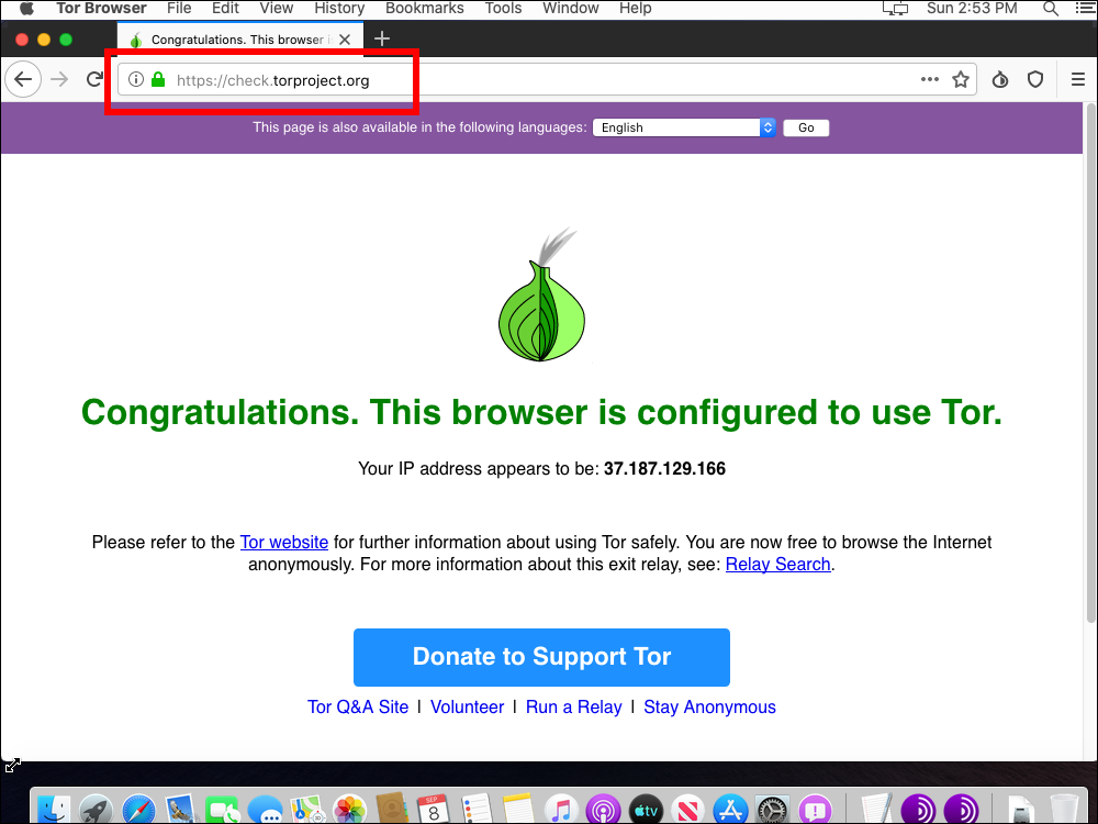 This browser is configured to use Tor