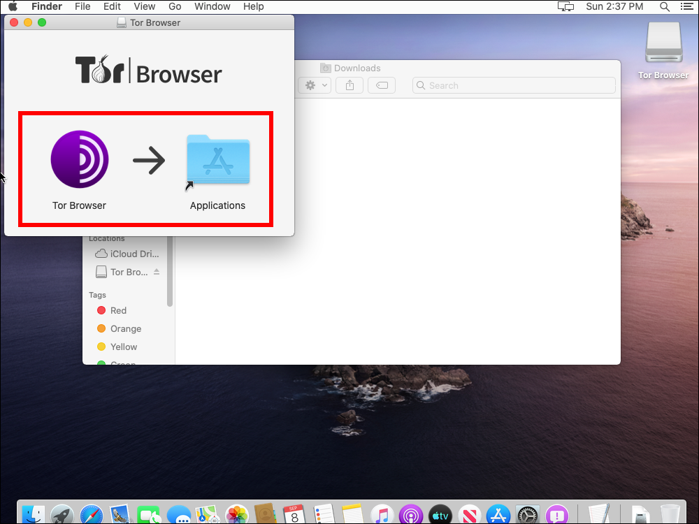 Drag Tor Browser to Applications
