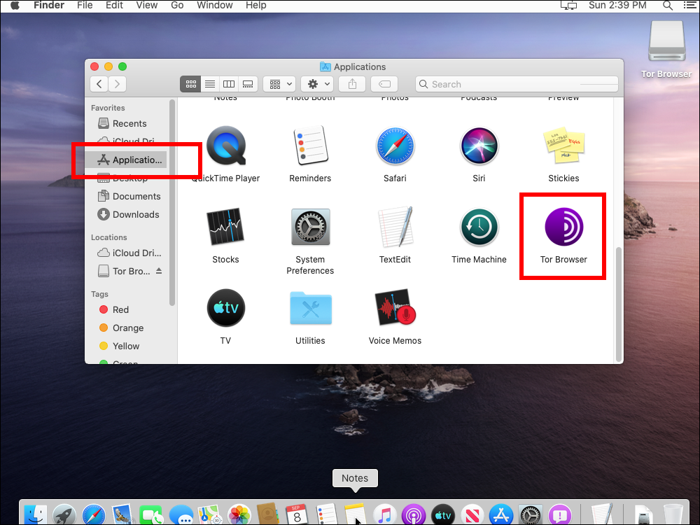 Tor Browser in Applications